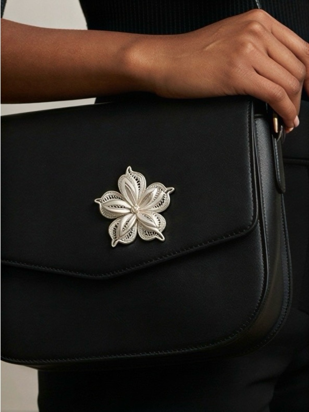 Handmade Indonesian Filigree Flower Brooch